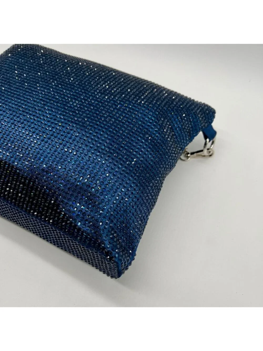 Nina Shoes Navy Glass Crystal Satin Hobo Bag
